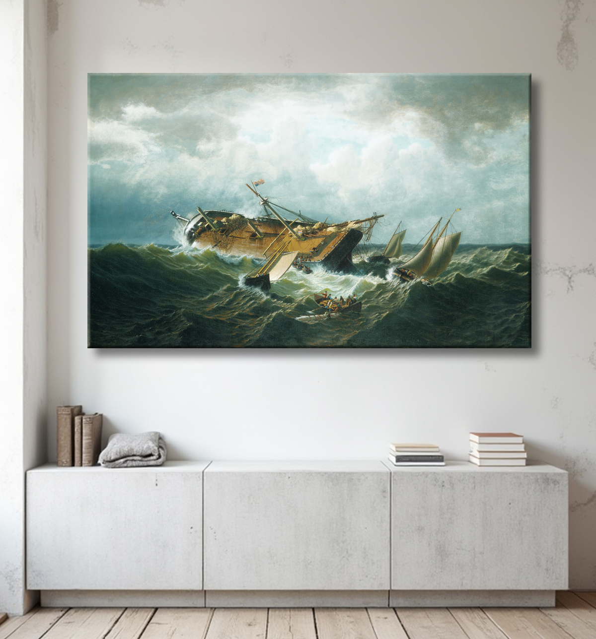 Reproduction Naufrage au large de Nantucket (Épave au large de Nantucket après une tempête) de William Bradford avec decor