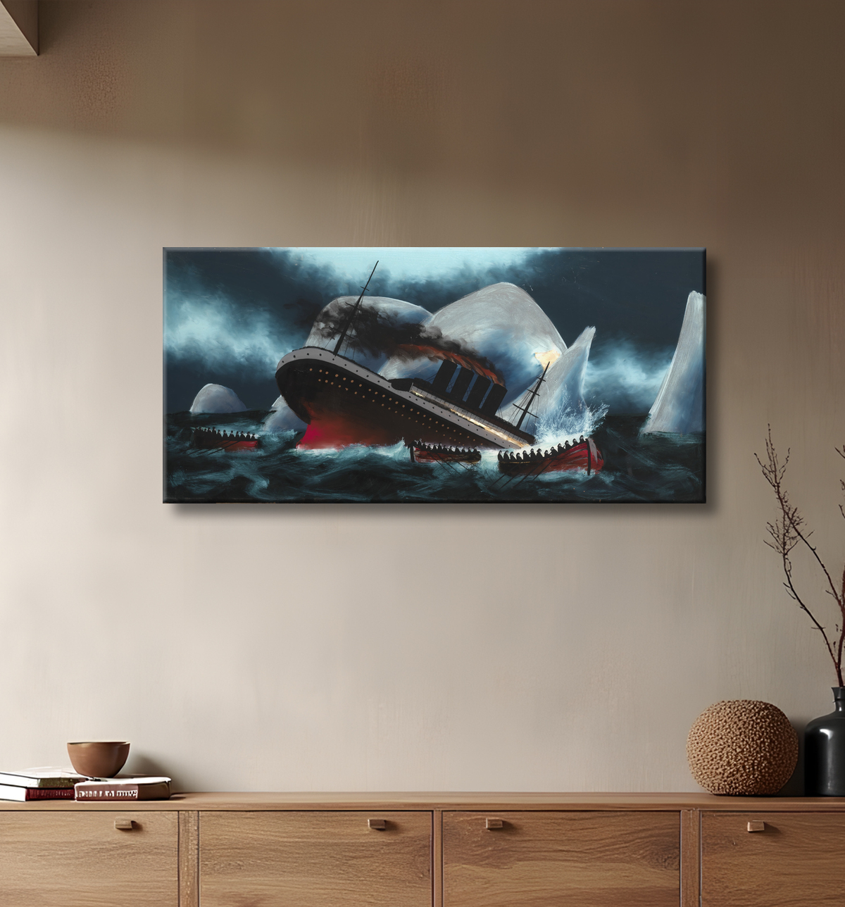 Reproduction Naufrage du Titanic de Unidentified avec decor