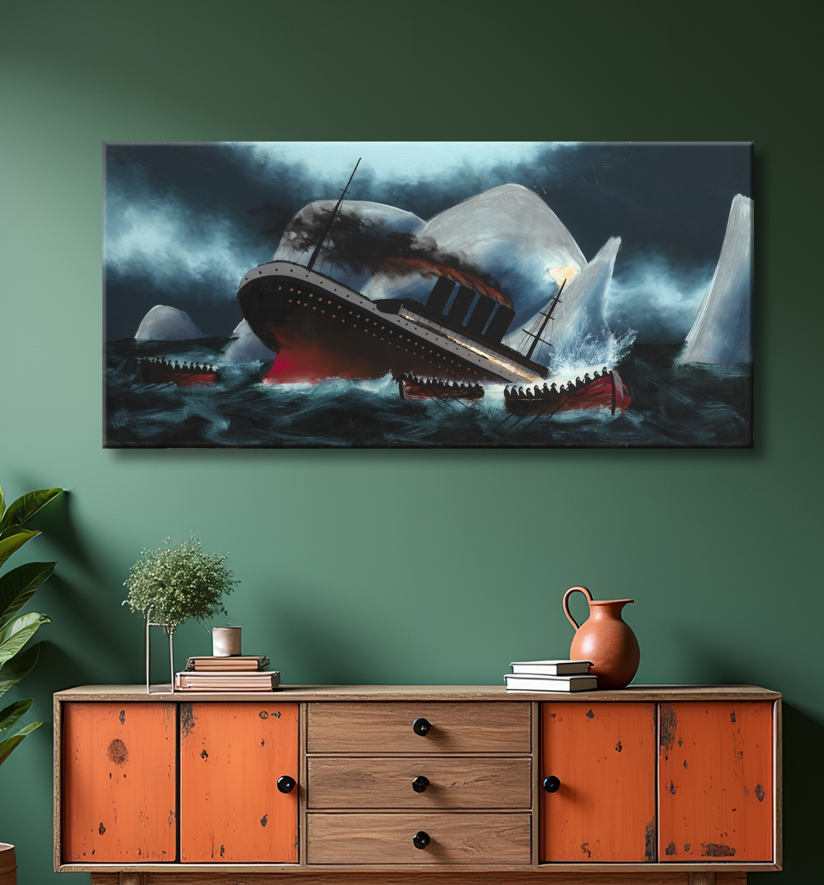 Reproduction Naufrage du Titanic de Unidentified avec decor
