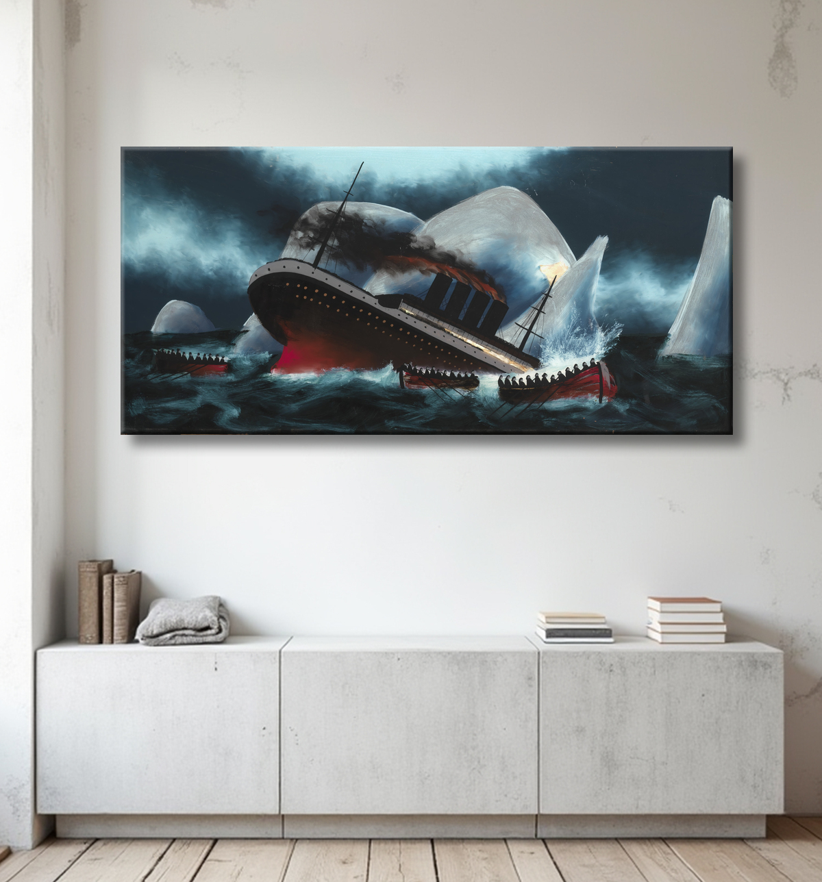 Reproduction Naufrage du Titanic de Unidentified avec decor