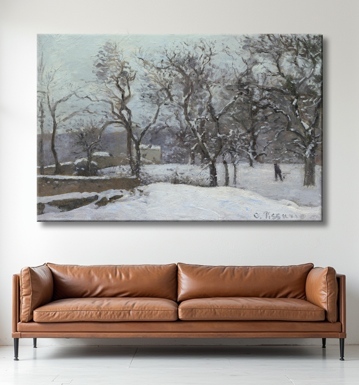 Reproduction Neige à Louveciennes de Camille Pissarro avec decor
