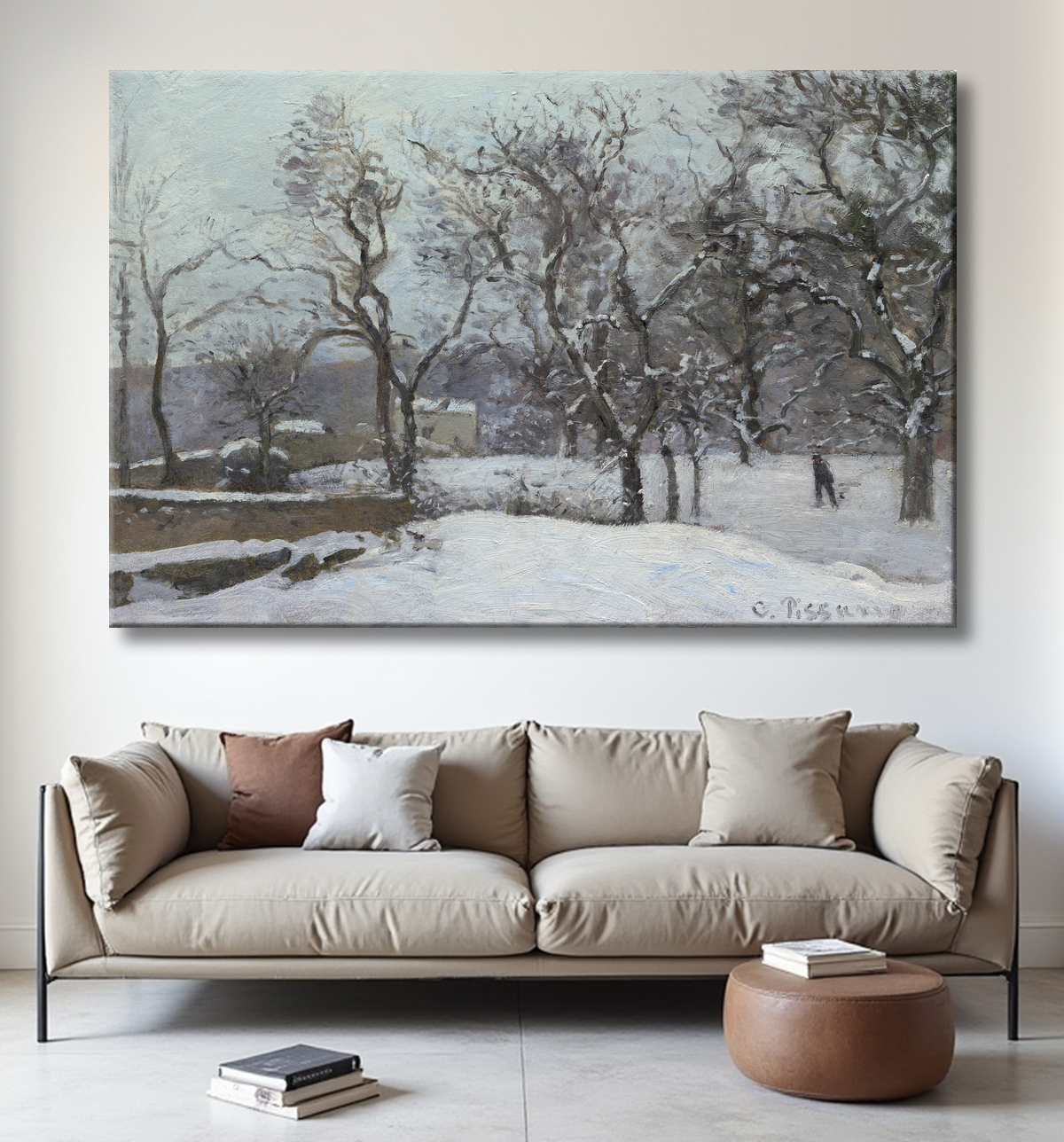 Reproduction Neige à Louveciennes de Camille Pissarro avec decor