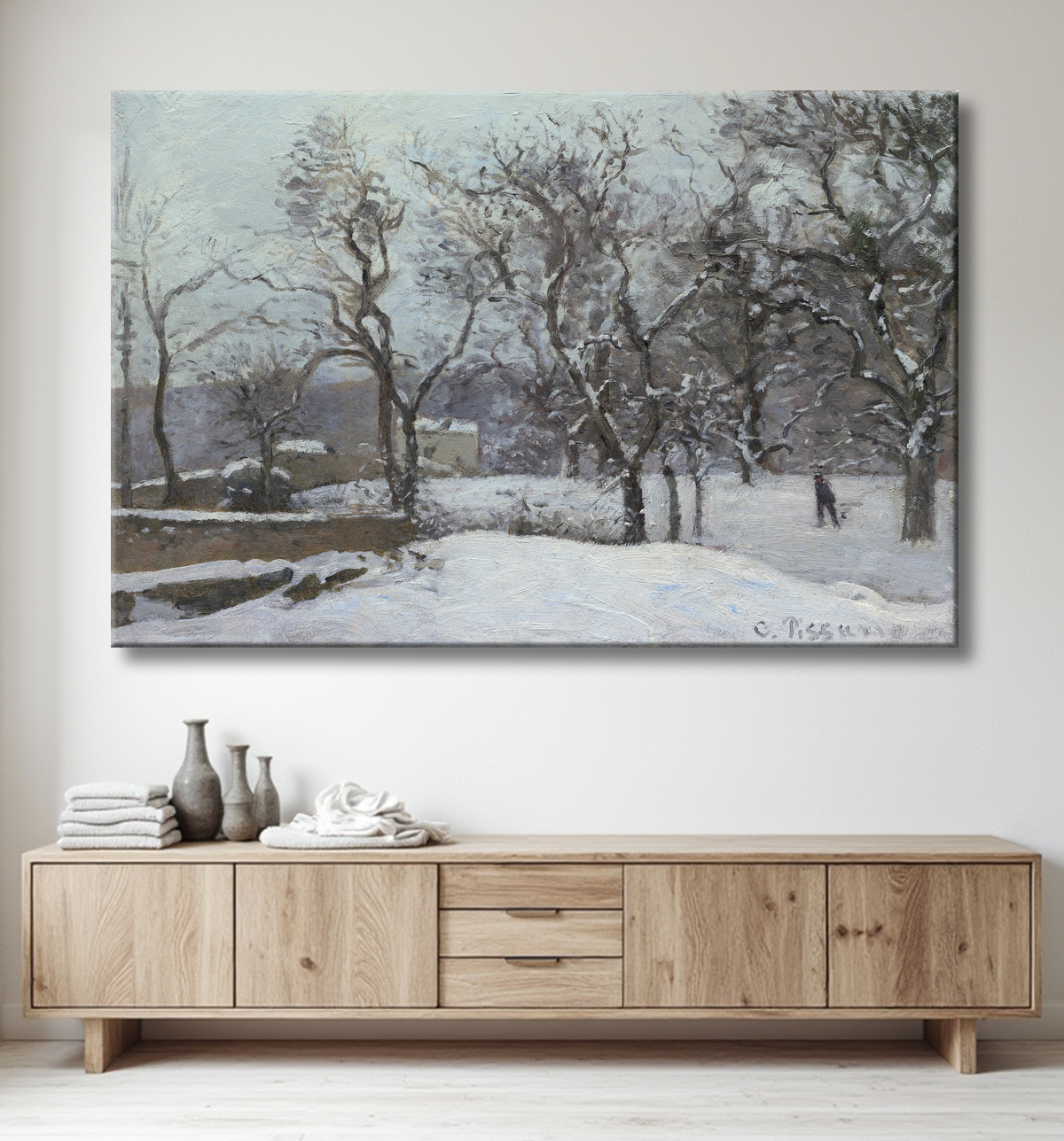 Reproduction Neige à Louveciennes de Camille Pissarro avec decor