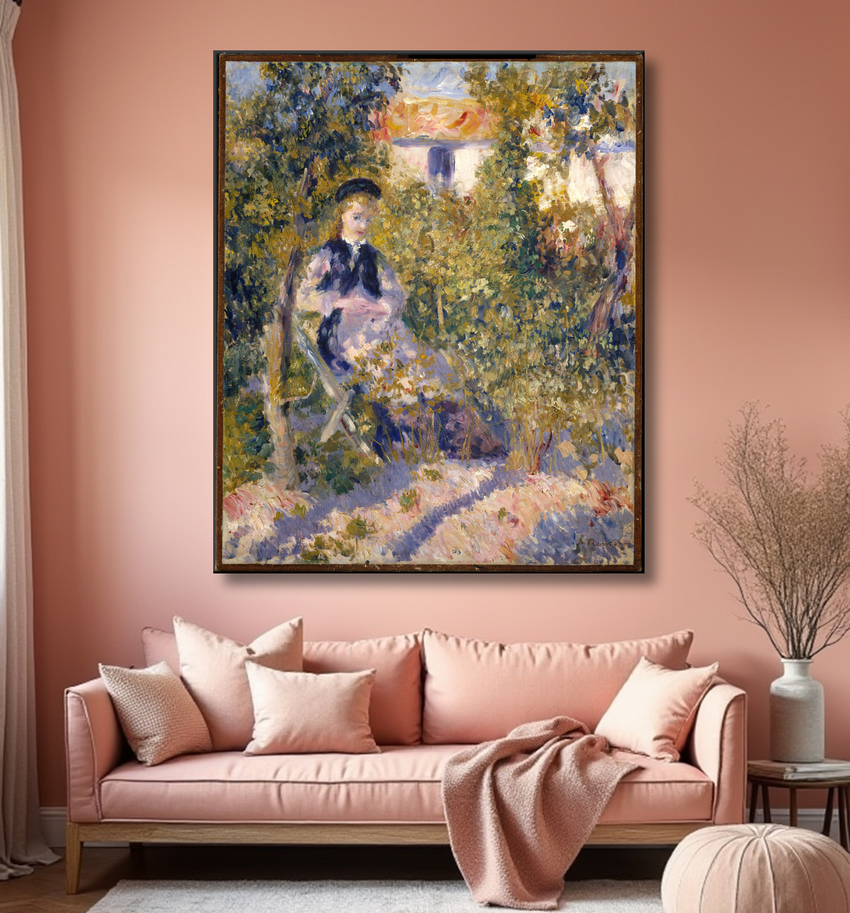 Reproduction Nini dans le jardin (Nini Lopez) de Auguste Renoir avec decor