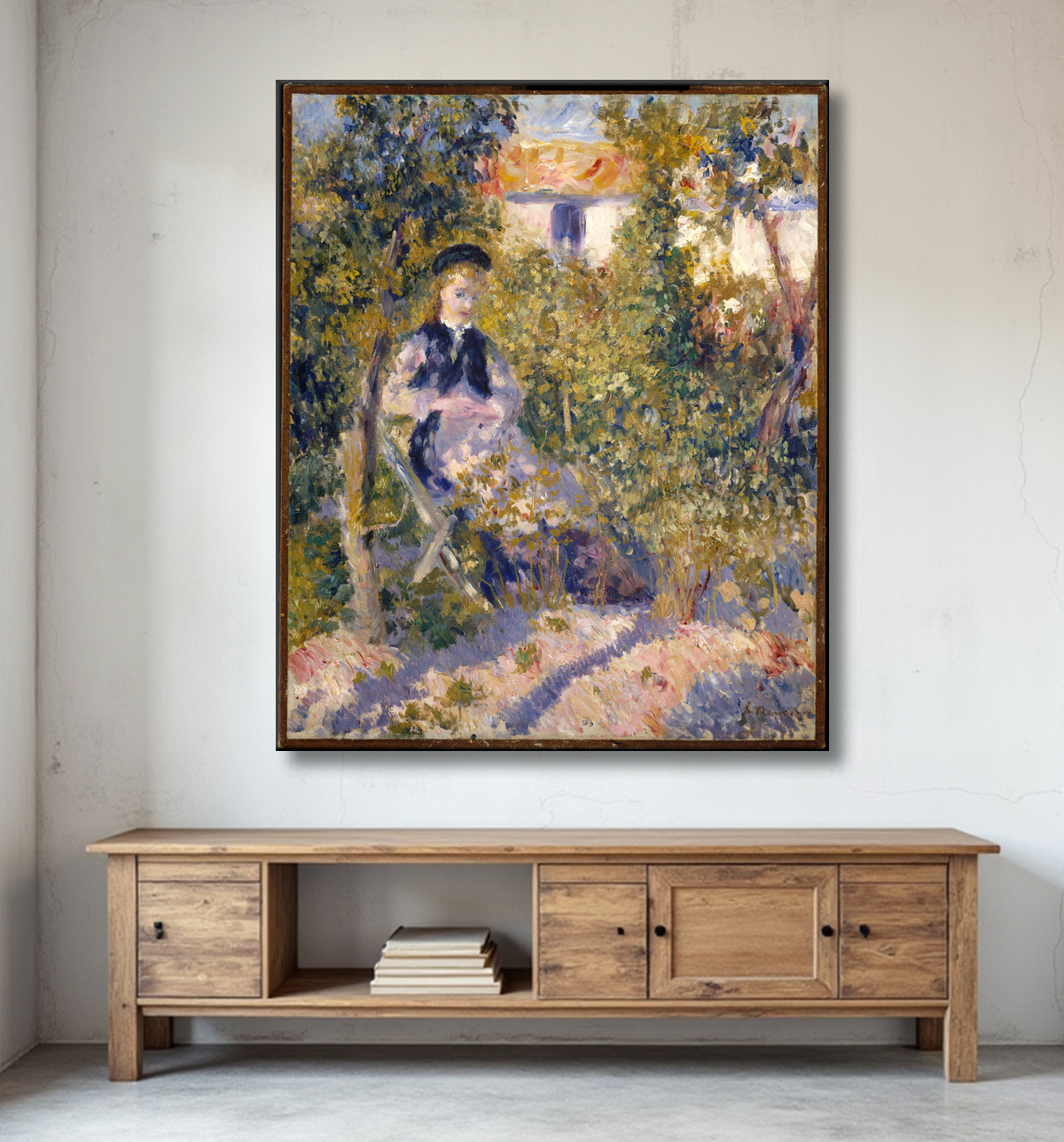 Reproduction Nini dans le jardin (Nini Lopez) de Auguste Renoir avec decor