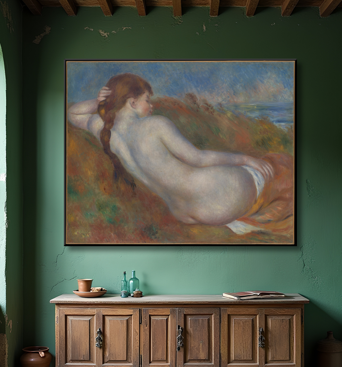 Reproduction Nu allongé de Auguste Renoir avec decor