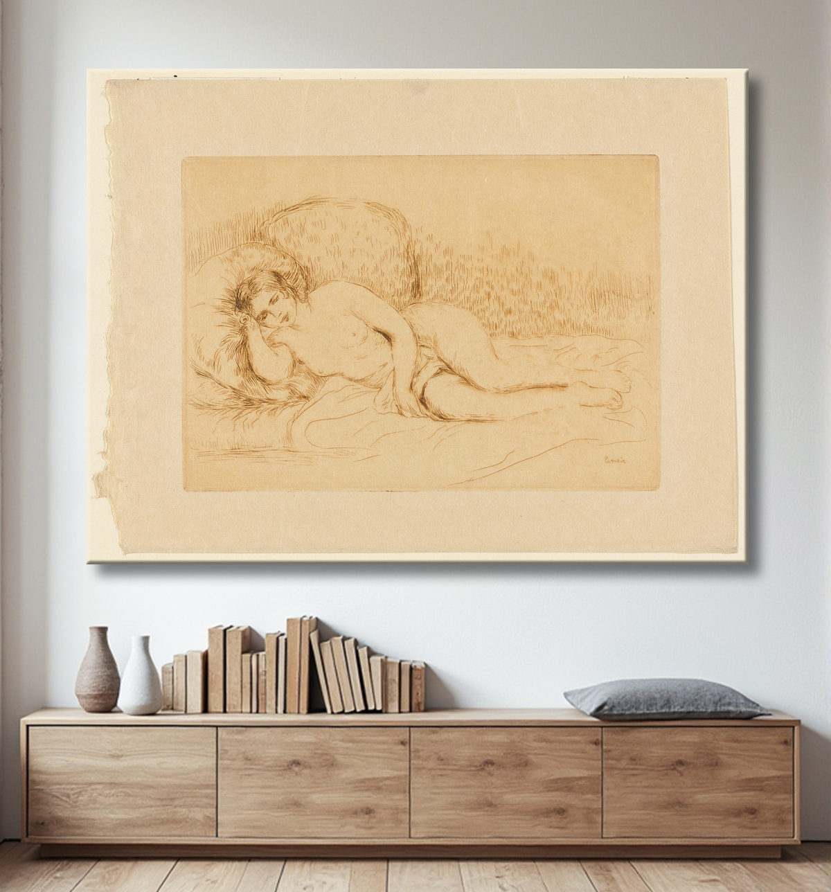 Reproduction Nu allongé de Pierre-Auguste Renoir avec decor