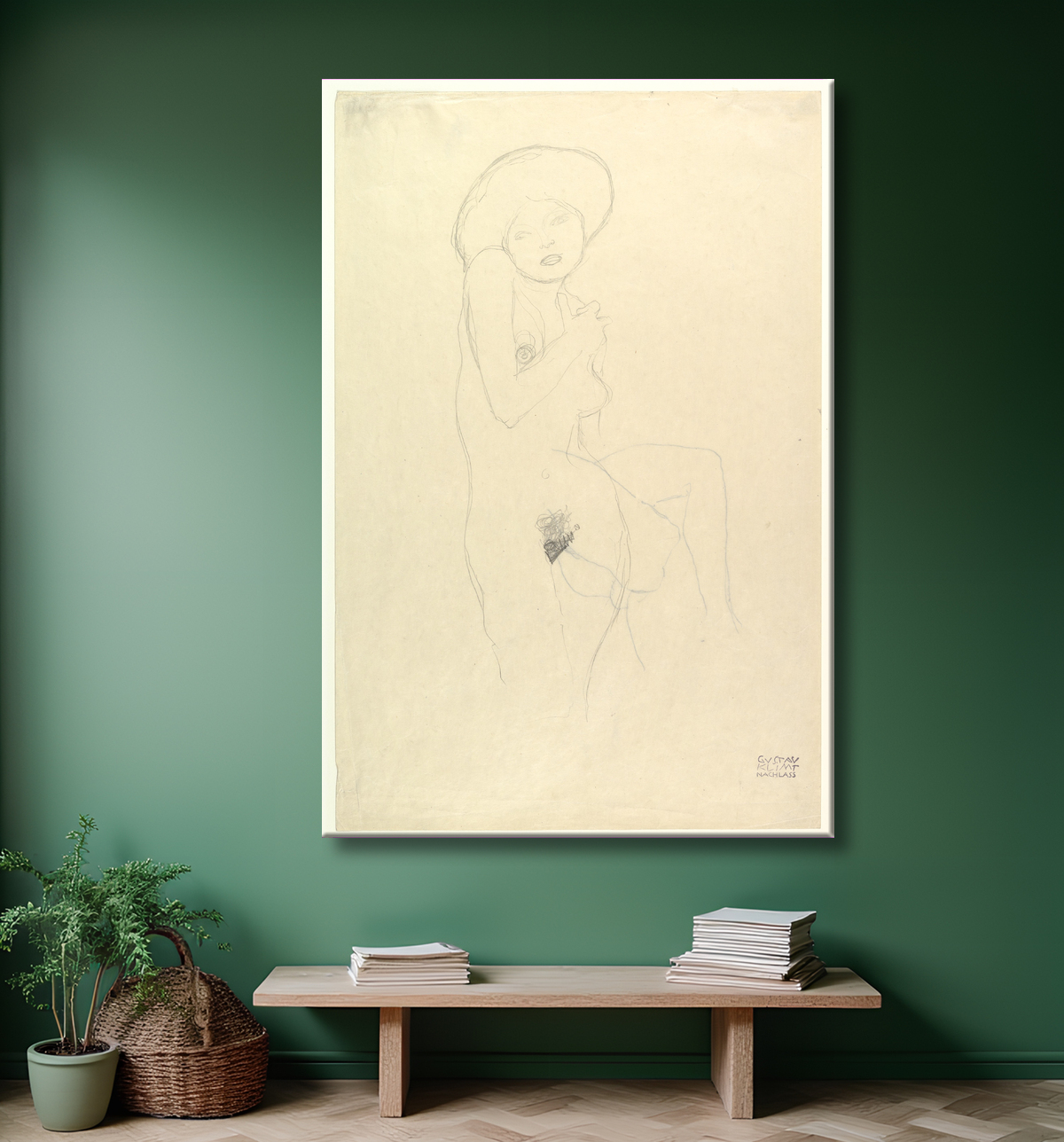 Reproduction Nu debout de Gustav Klimt avec decor