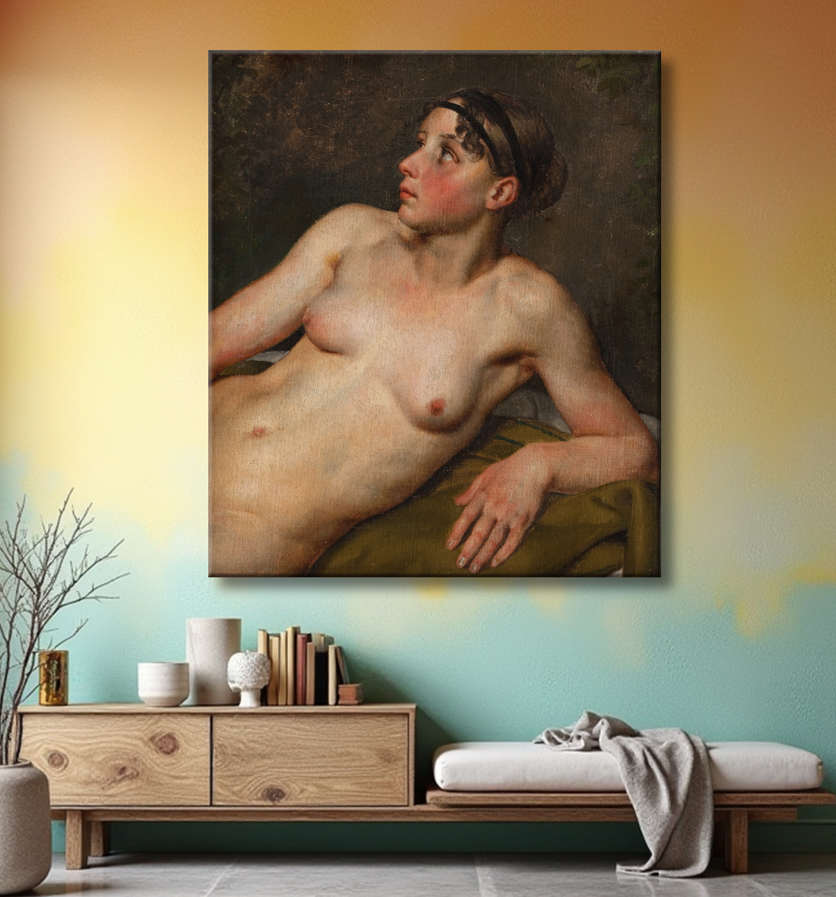 Reproduction Nu féminin allongé de Eckersberg, C.W. avec decor