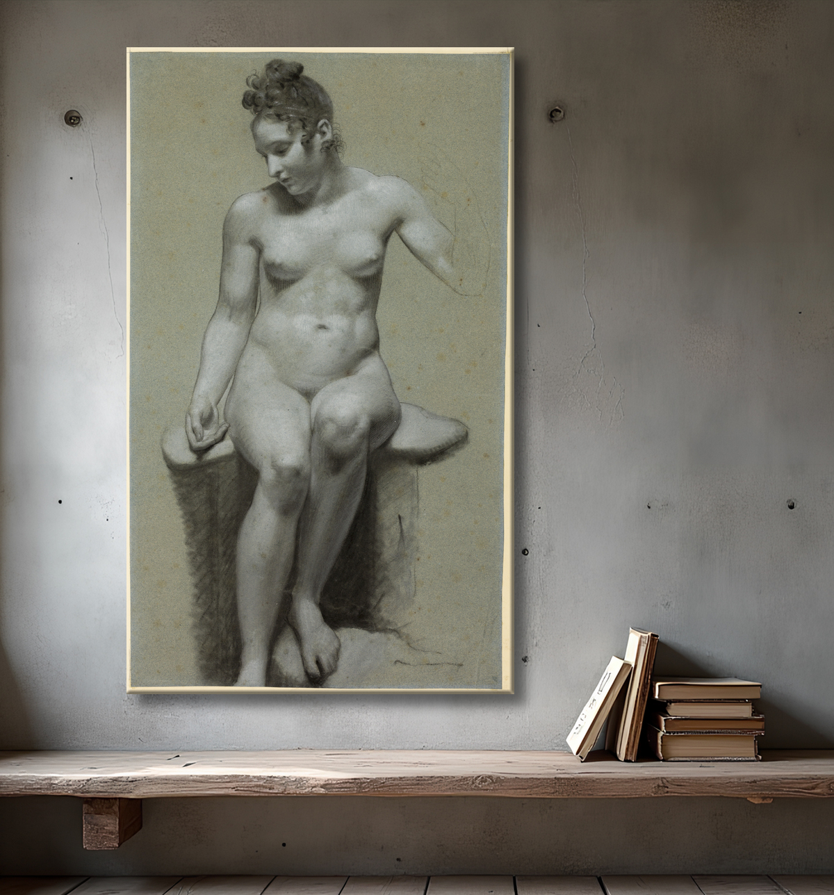 Reproduction Nu féminin assis de Pierre Paul Prud'hon avec decor
