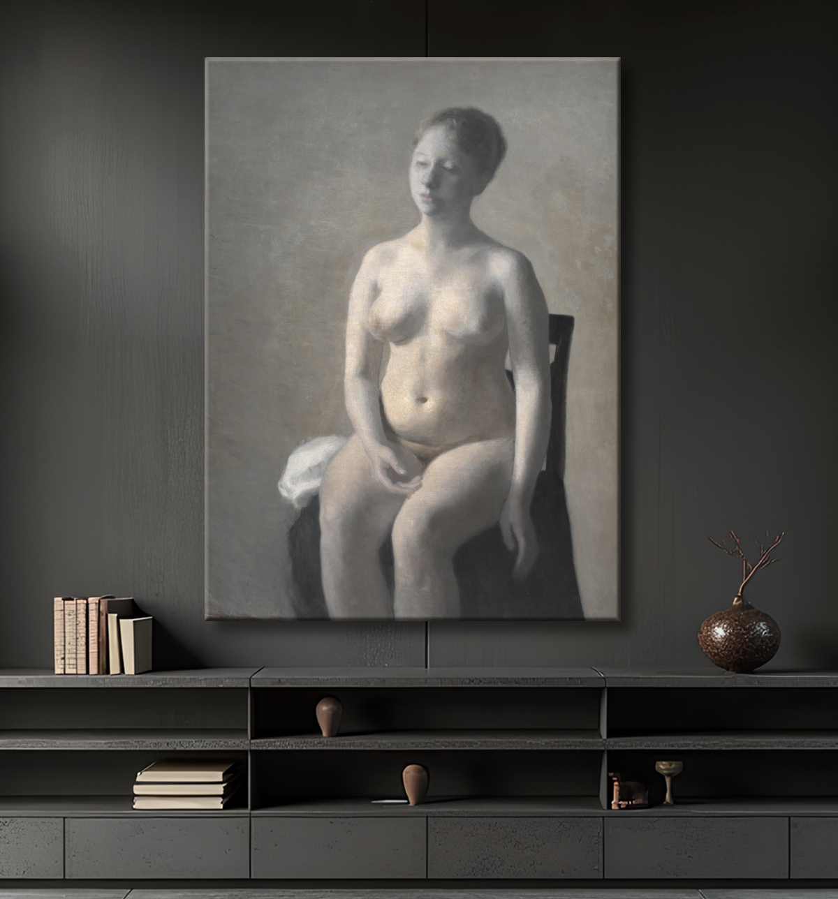 Reproduction Nu féminin assis de Hammershøi, Vilhelm avec decor
