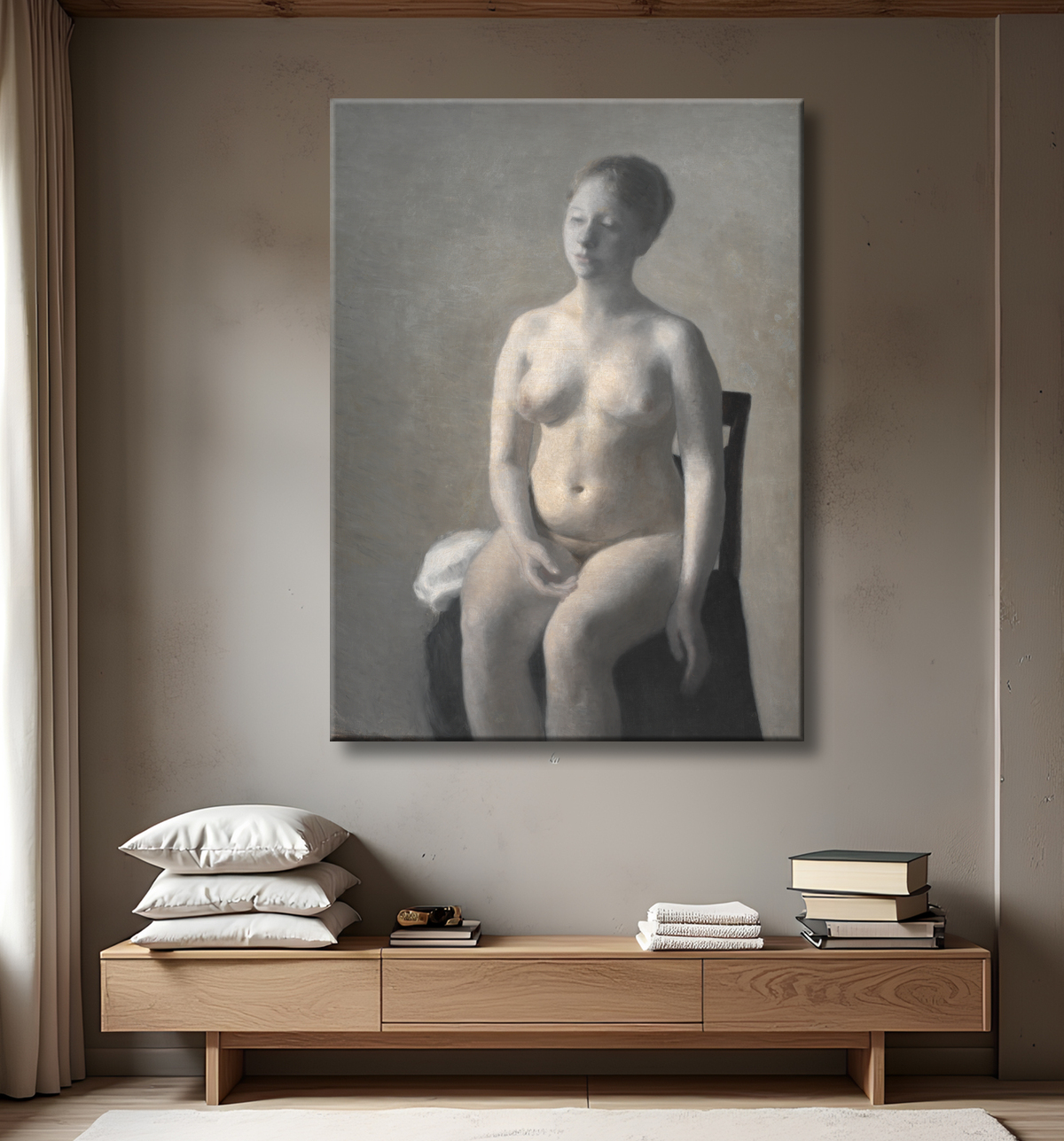 Reproduction Nu féminin assis de Hammershøi, Vilhelm avec decor