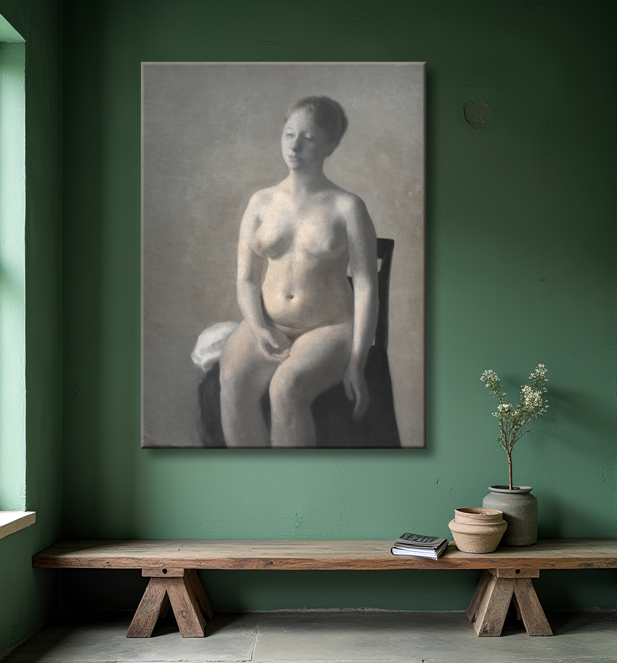 Reproduction Nu féminin assis de Hammershøi, Vilhelm avec decor