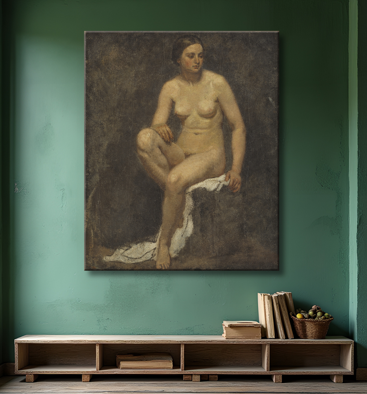 Reproduction Nu féminin dans l'atelier de Thomas Couture de Frølich, Lorenz avec decor
