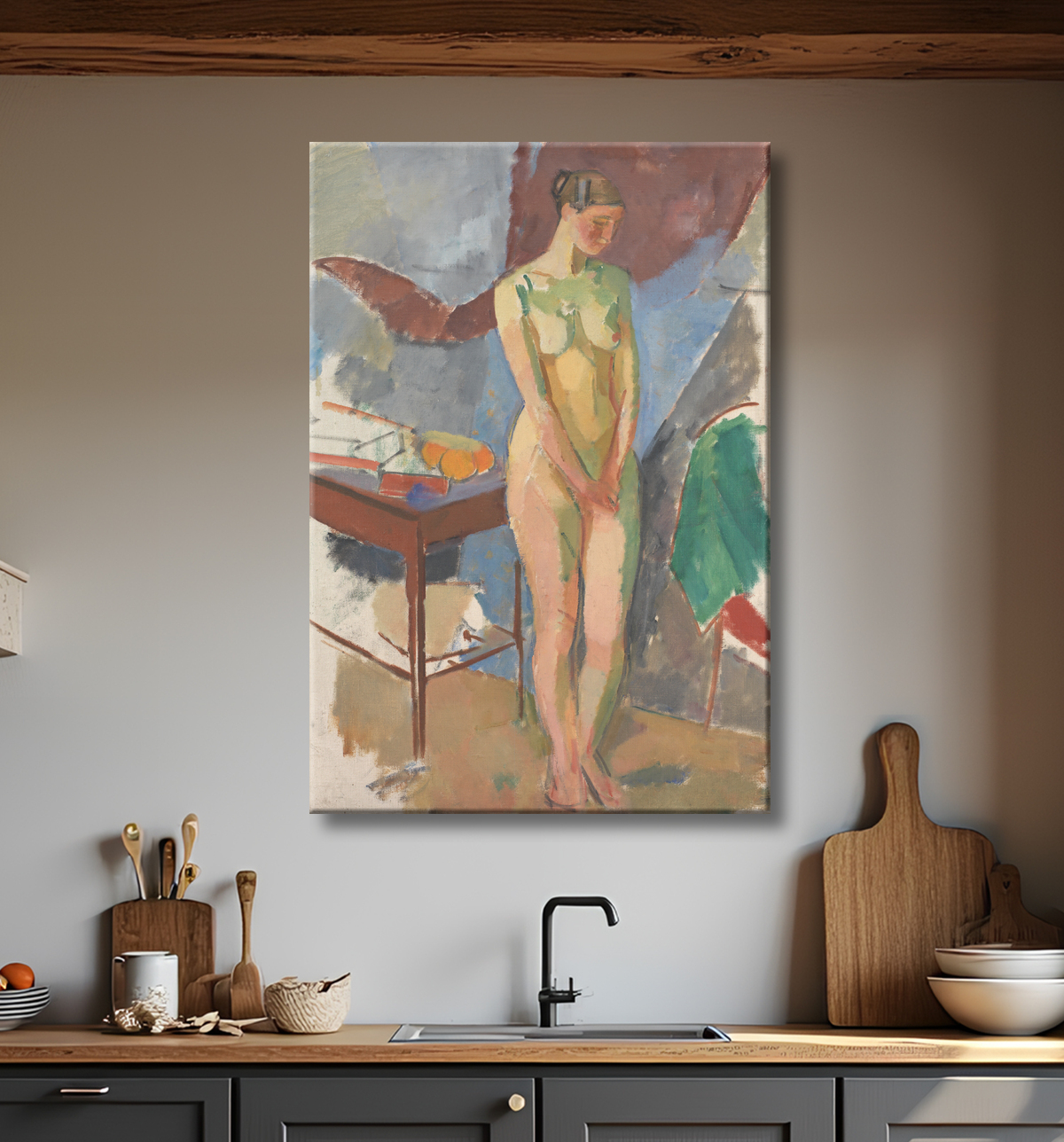 Reproduction Nu féminin debout de Isakson, Karl avec decor