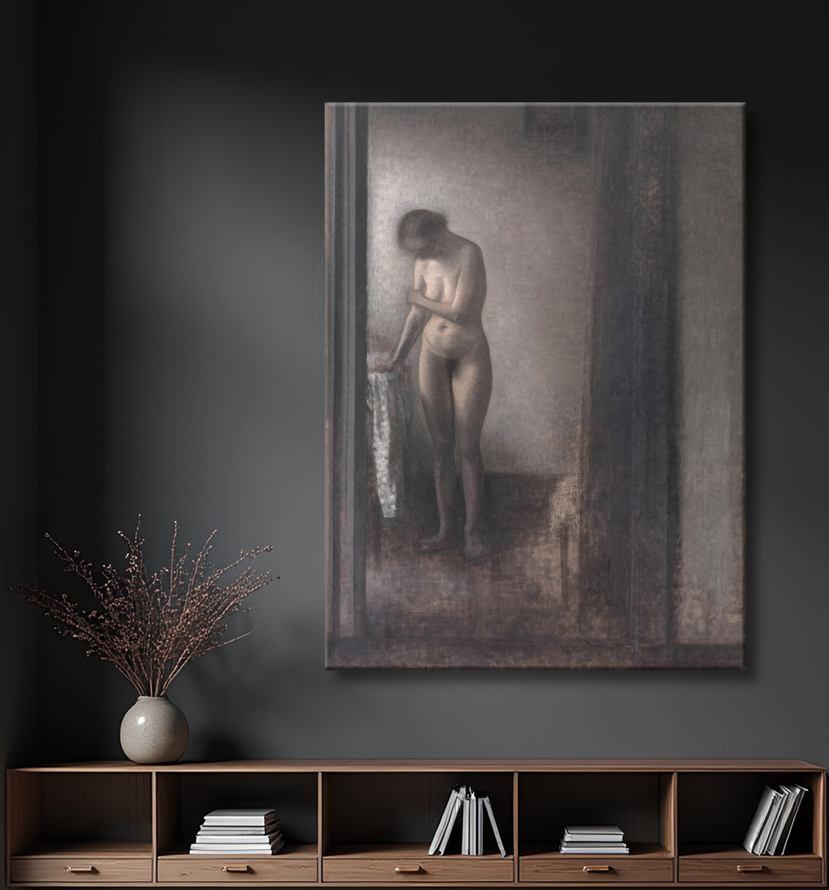 Reproduction Nu féminin debout de Hammershøi, Vilhelm avec decor