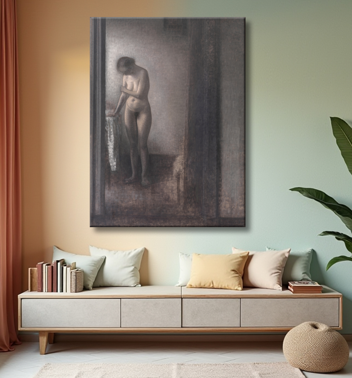Reproduction Nu féminin debout de Hammershøi, Vilhelm avec decor