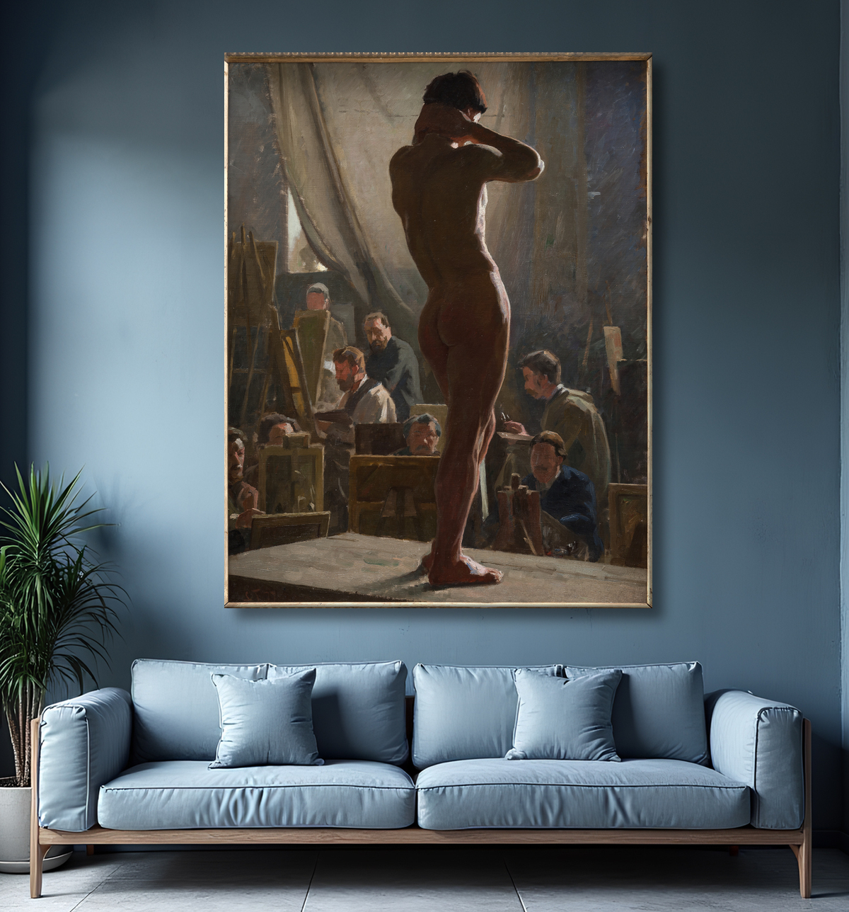Reproduction Nu masculin dans l'atelier de Bonnat de Tuxen, Laurits avec decor