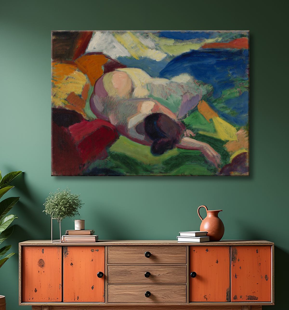 Reproduction Nu de Carl Newman, born Philadelphia, PA 1858-died Abington, PA 1932 avec decor