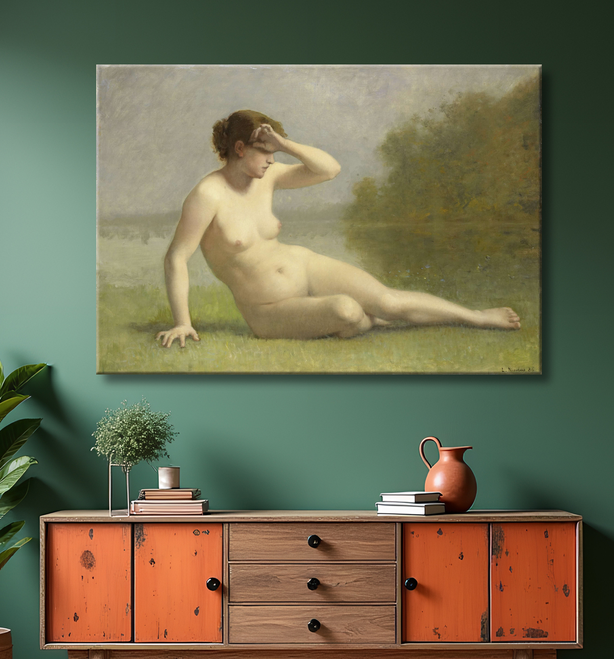 Reproduction Nymphe de L. Nicolas avec decor