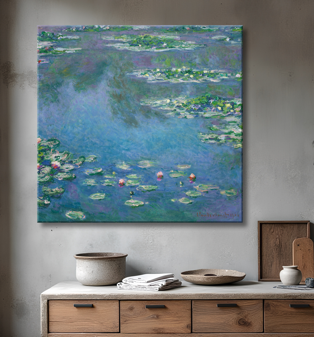 Reproduction Nymphéas de Claude Monet avec decor