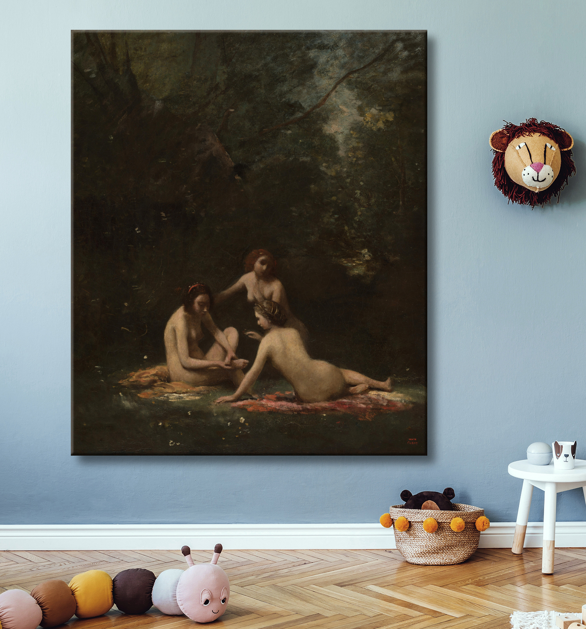 Impression d'affiche encadrée ou toile fine art made in France. Nymphes sortant du bain...