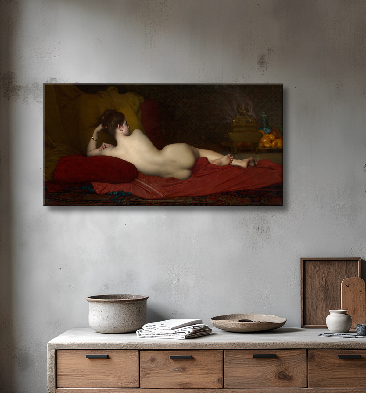 Reproduction Odalisque de Jules Joseph Lefebvre avec decor