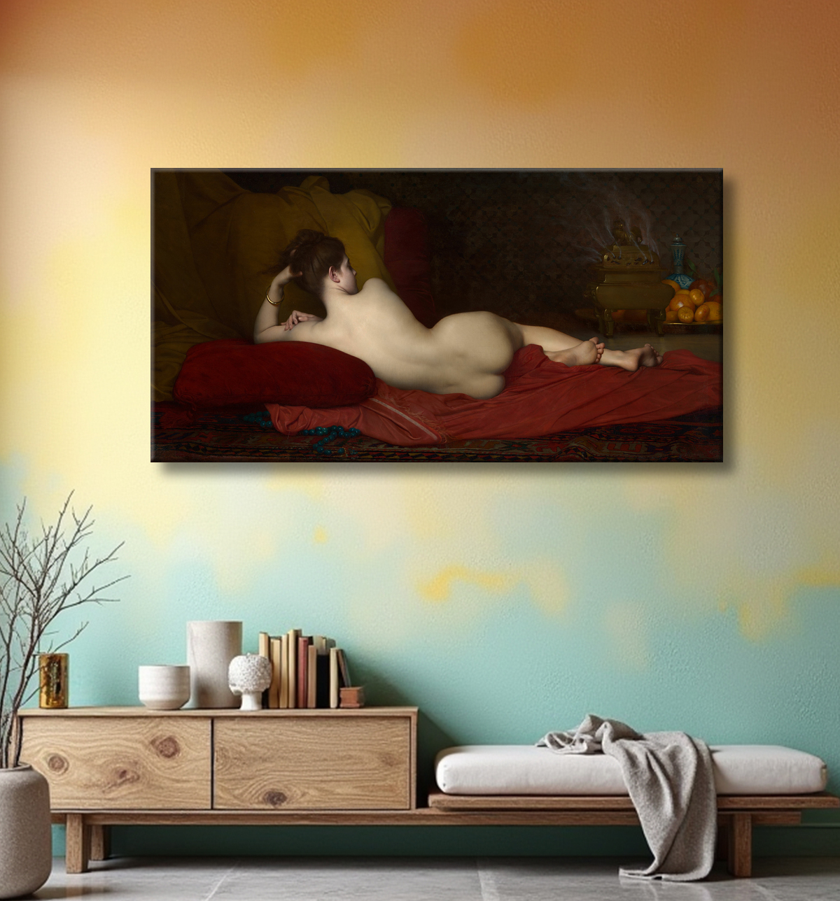 Reproduction Odalisque de Jules Joseph Lefebvre avec decor