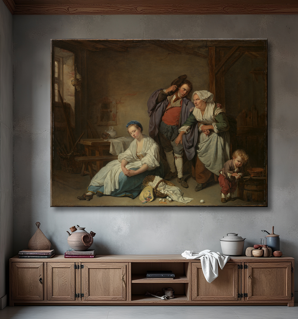 Reproduction Oeufs Cassés de Jean-Baptiste Greuze avec decor