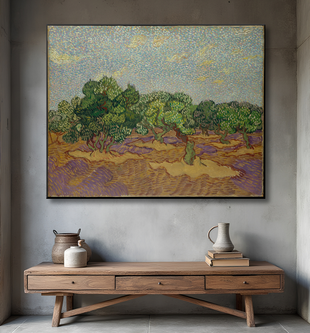 Reproduction Olivier de Vincent van Gogh avec decor