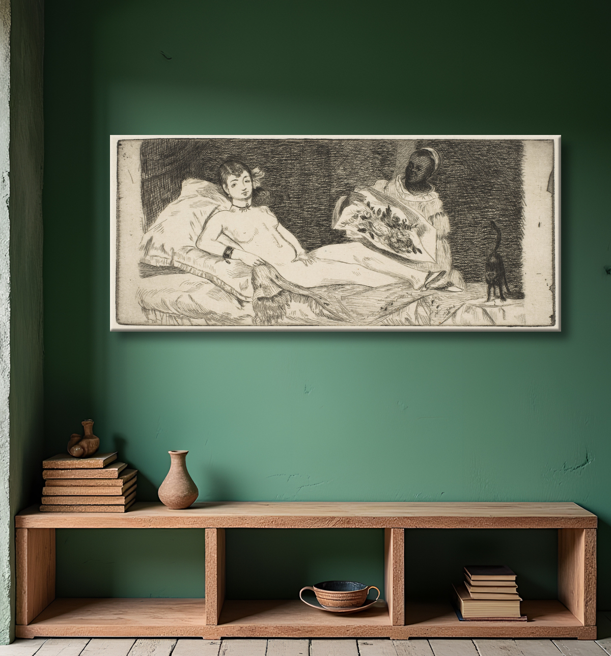 Reproduction Olympia (petite assiette) de Edouard Manet avec decor