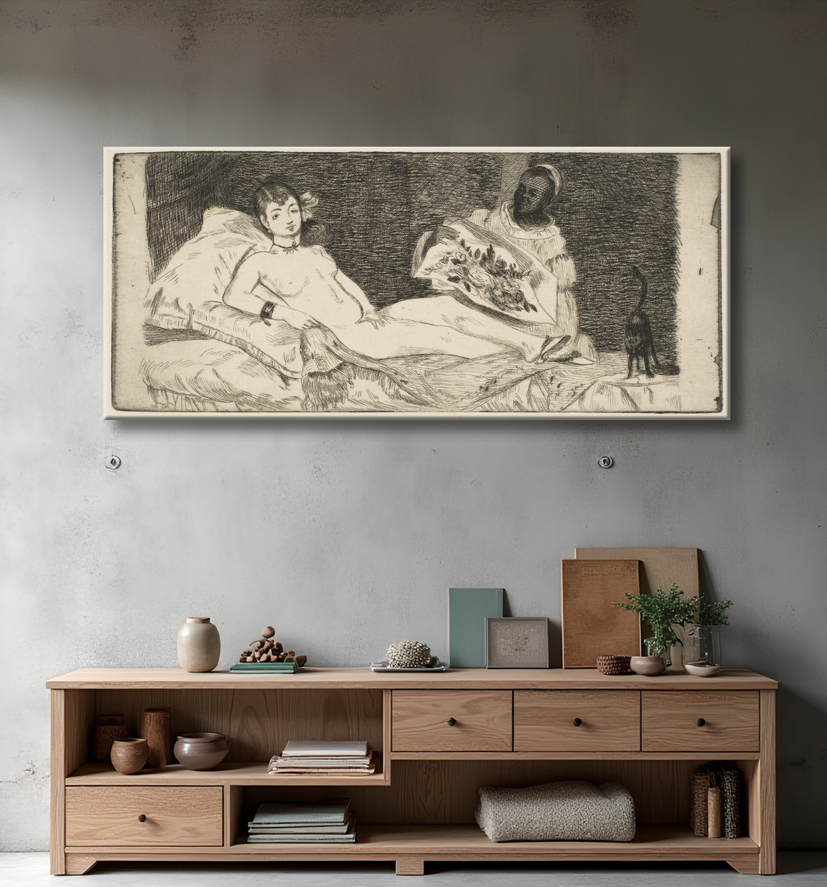 Reproduction Olympia (petite assiette) de Edouard Manet avec decor