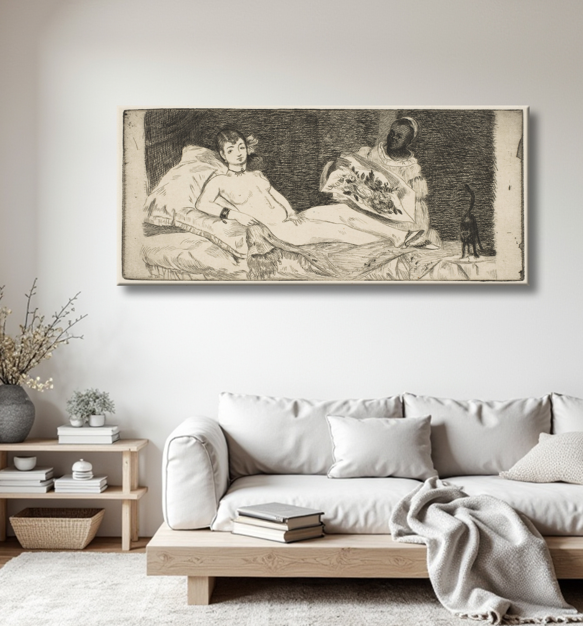 Reproduction Olympia (petite assiette) de Edouard Manet avec decor