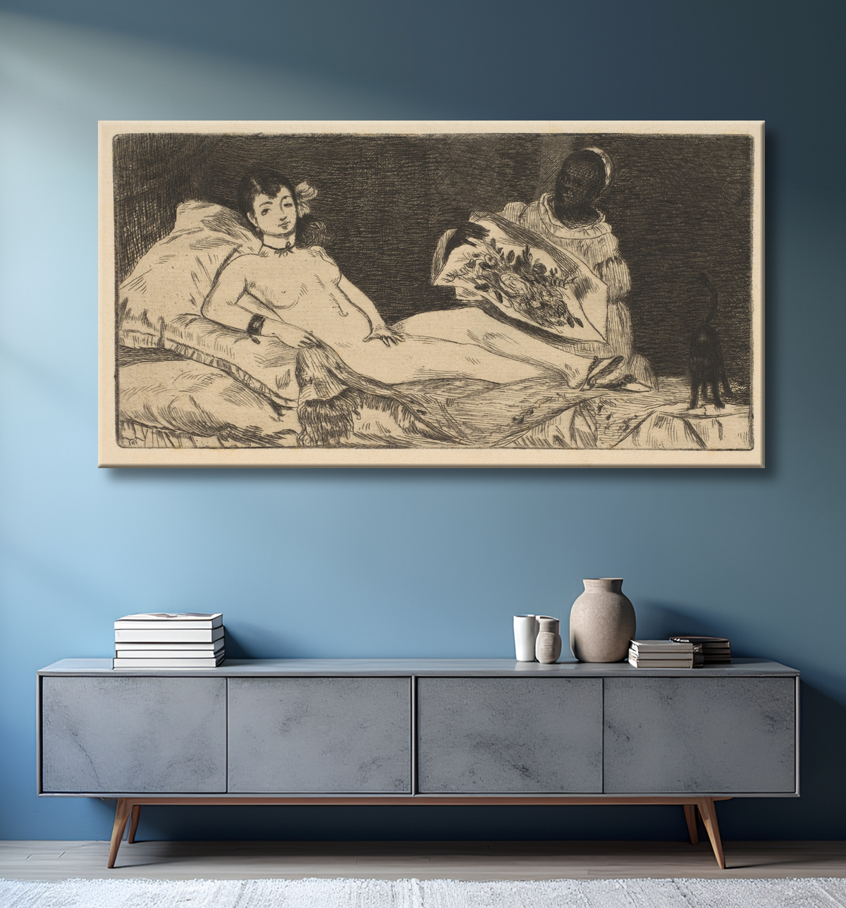 Reproduction Olympia (petite assiette) de Edouard Manet avec decor