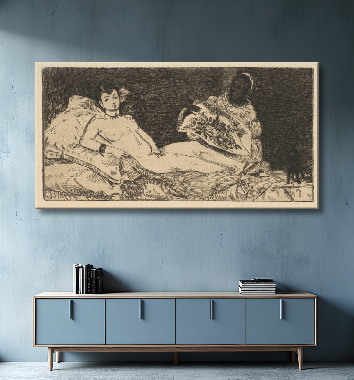 Reproduction Olympia (petite assiette) de Edouard Manet avec decor