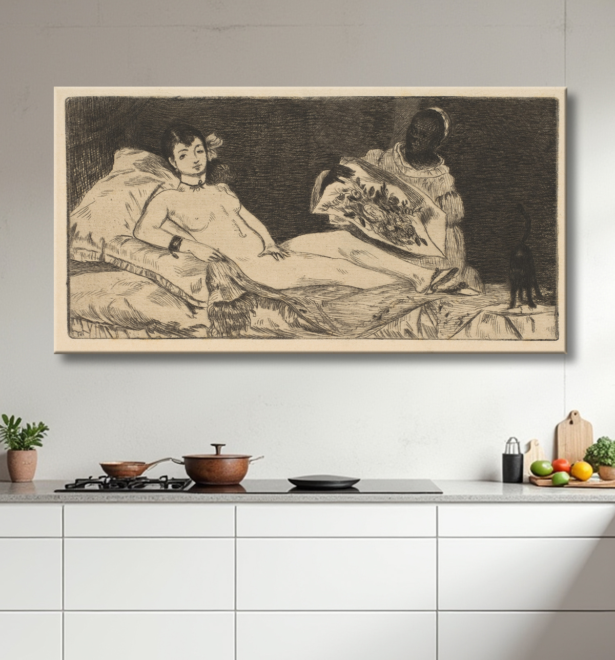 Reproduction Olympia (petite assiette) de Edouard Manet avec decor