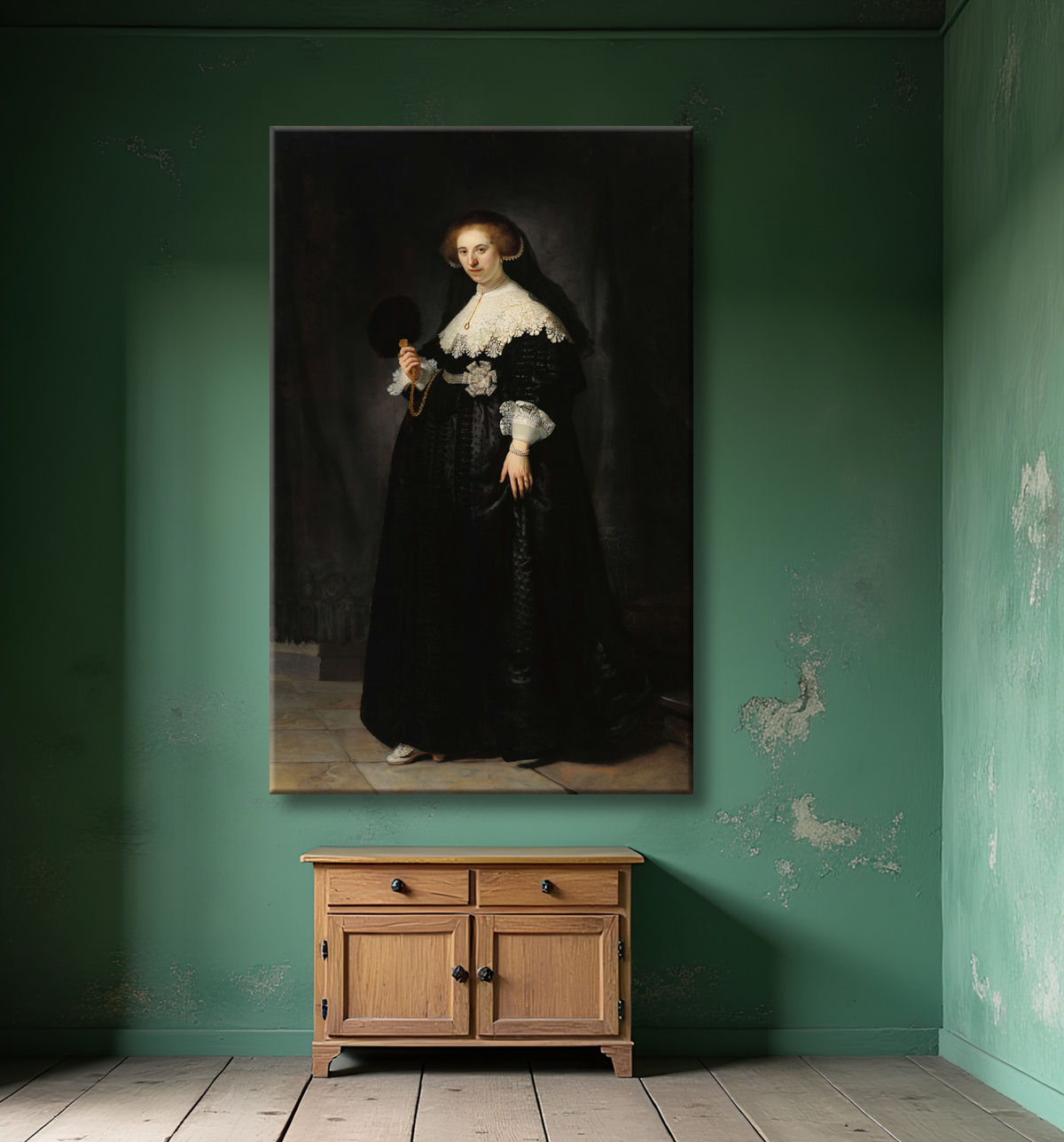 Reproduction Oopjen Coppit de Rembrandt van Rijn avec decor