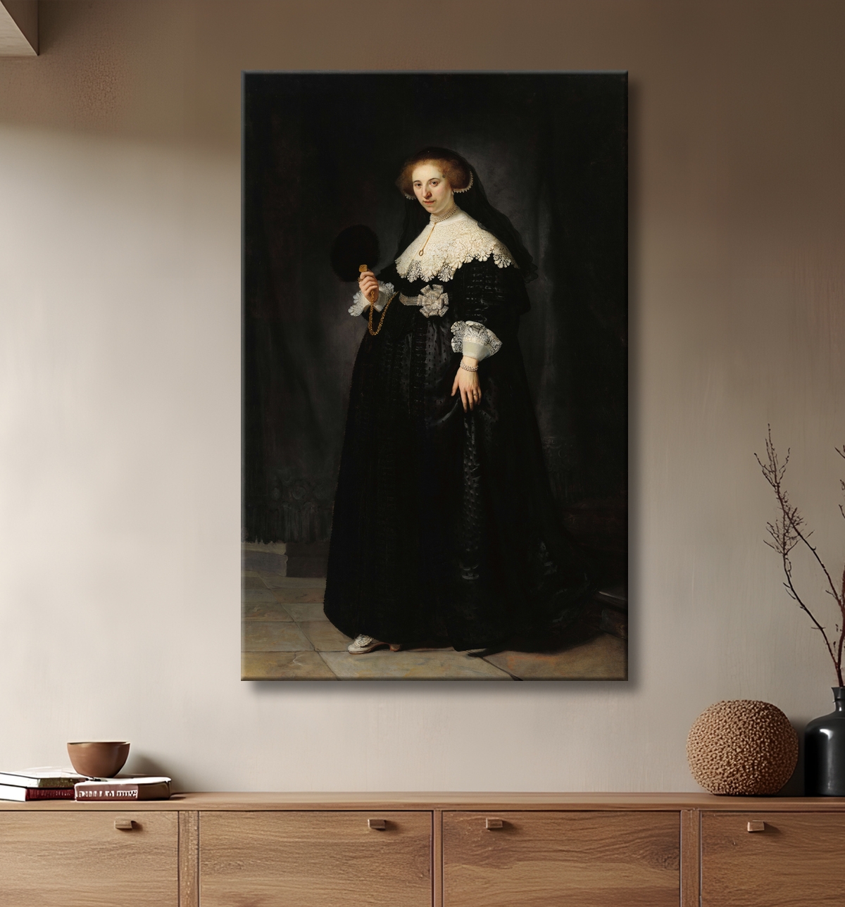 Reproduction Oopjen Coppit de Rembrandt van Rijn avec decor