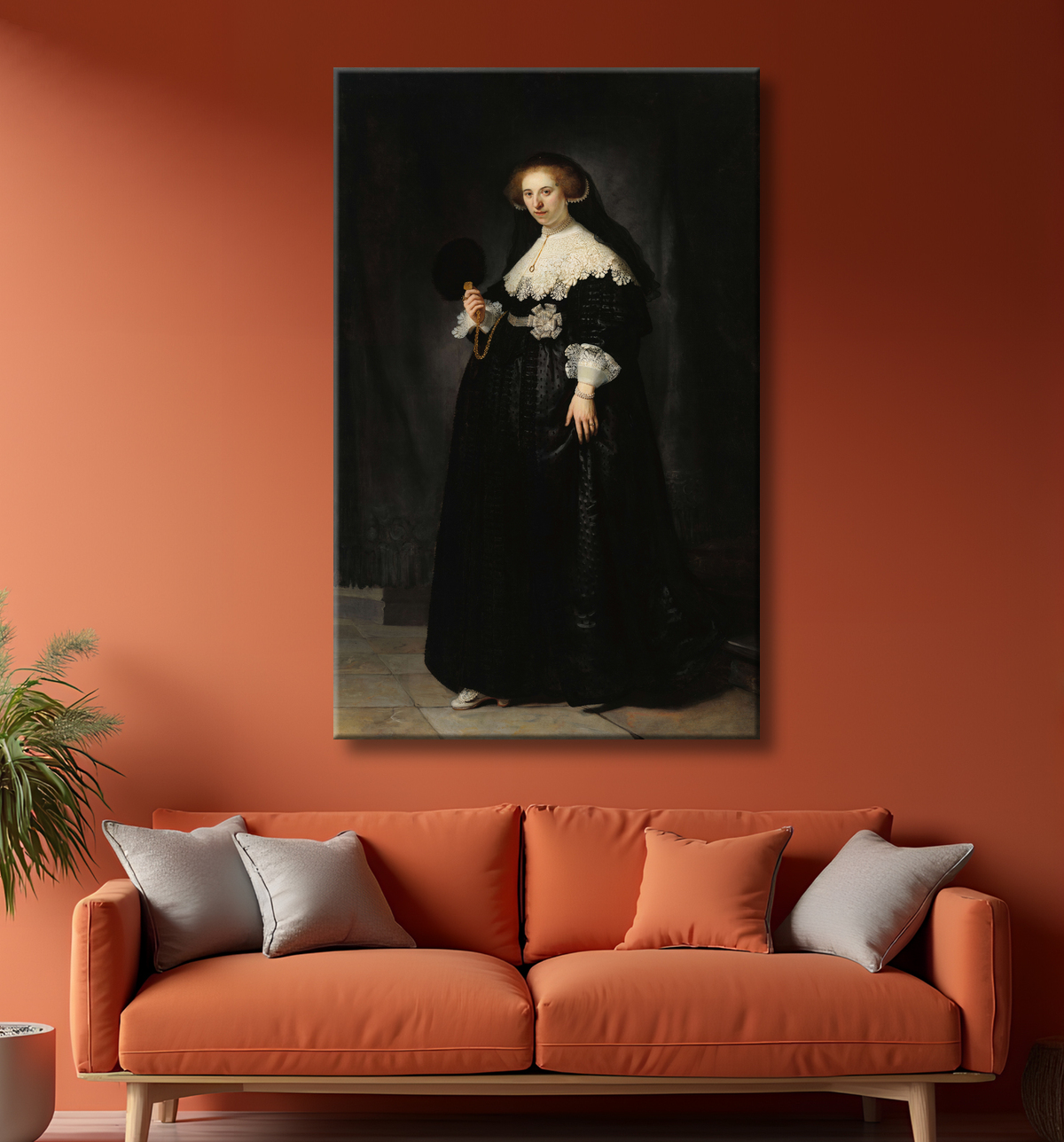 Reproduction Oopjen Coppit de Rembrandt van Rijn avec decor