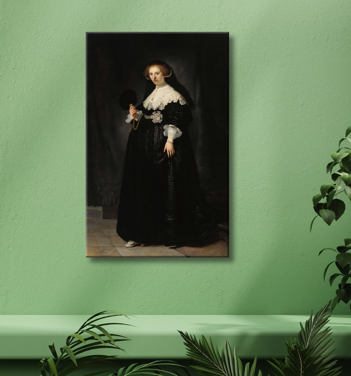 Reproduction Oopjen Coppit de Rembrandt van Rijn avec decor