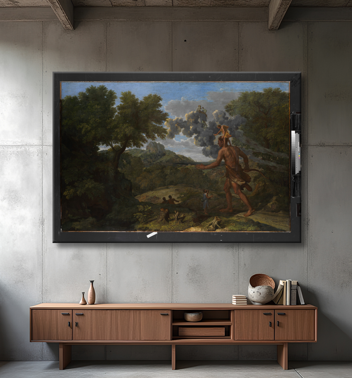 Reproduction Orion aveugle à la recherche du soleil levant de Nicolas Poussin avec decor