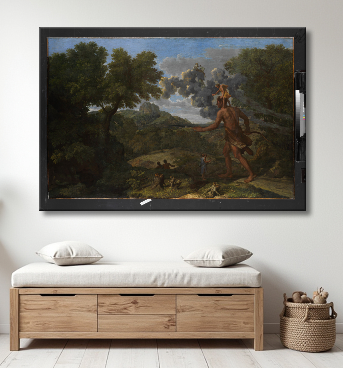 Reproduction Orion aveugle à la recherche du soleil levant de Nicolas Poussin avec decor