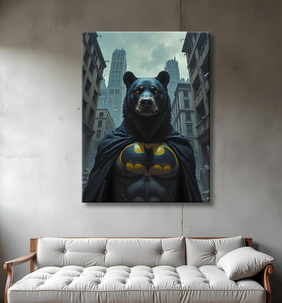 Tableau ours super-héros | Décoration originale comics et SF avec decor