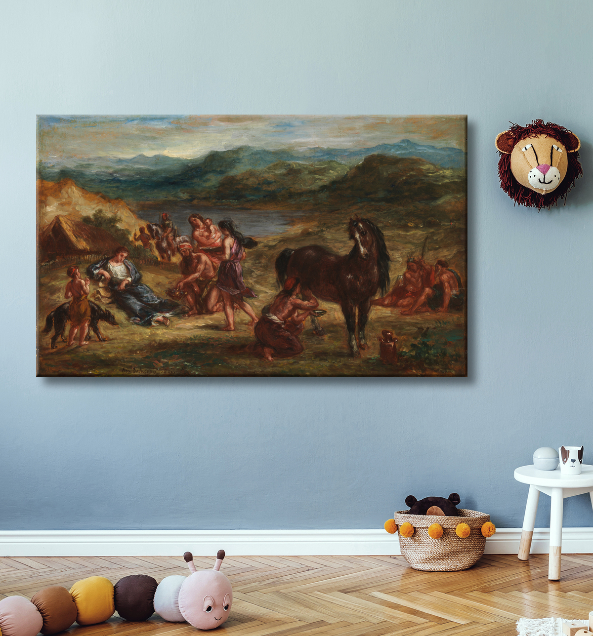 Reproduction Ovide parmi les Scythes de Eugène Delacroix avec decor