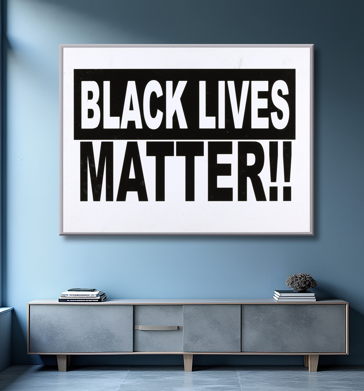 Reproduction Pancarte indiquant "Black Lives Matter" utilisée lors du 20e anniversaire de Million Man March de Unidentified avec decor
