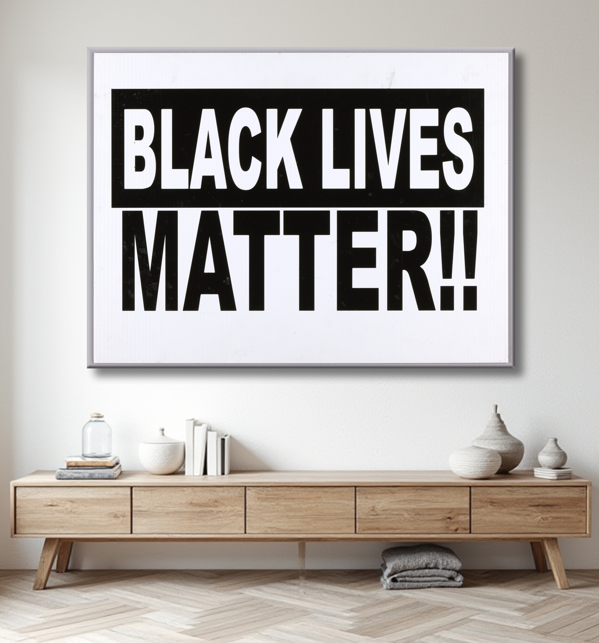 Reproduction Pancarte indiquant "Black Lives Matter" utilisée lors du 20e anniversaire de Million Man March de Unidentified avec decor