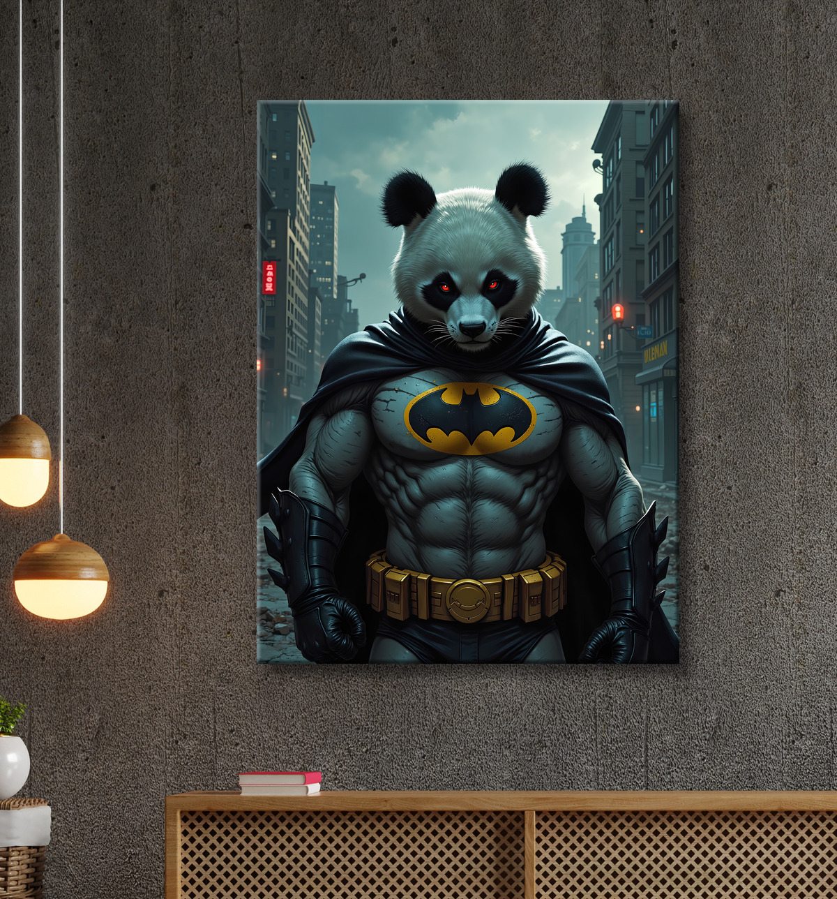 Tableau panda super-héros | Décoration originale et moderne avec decor