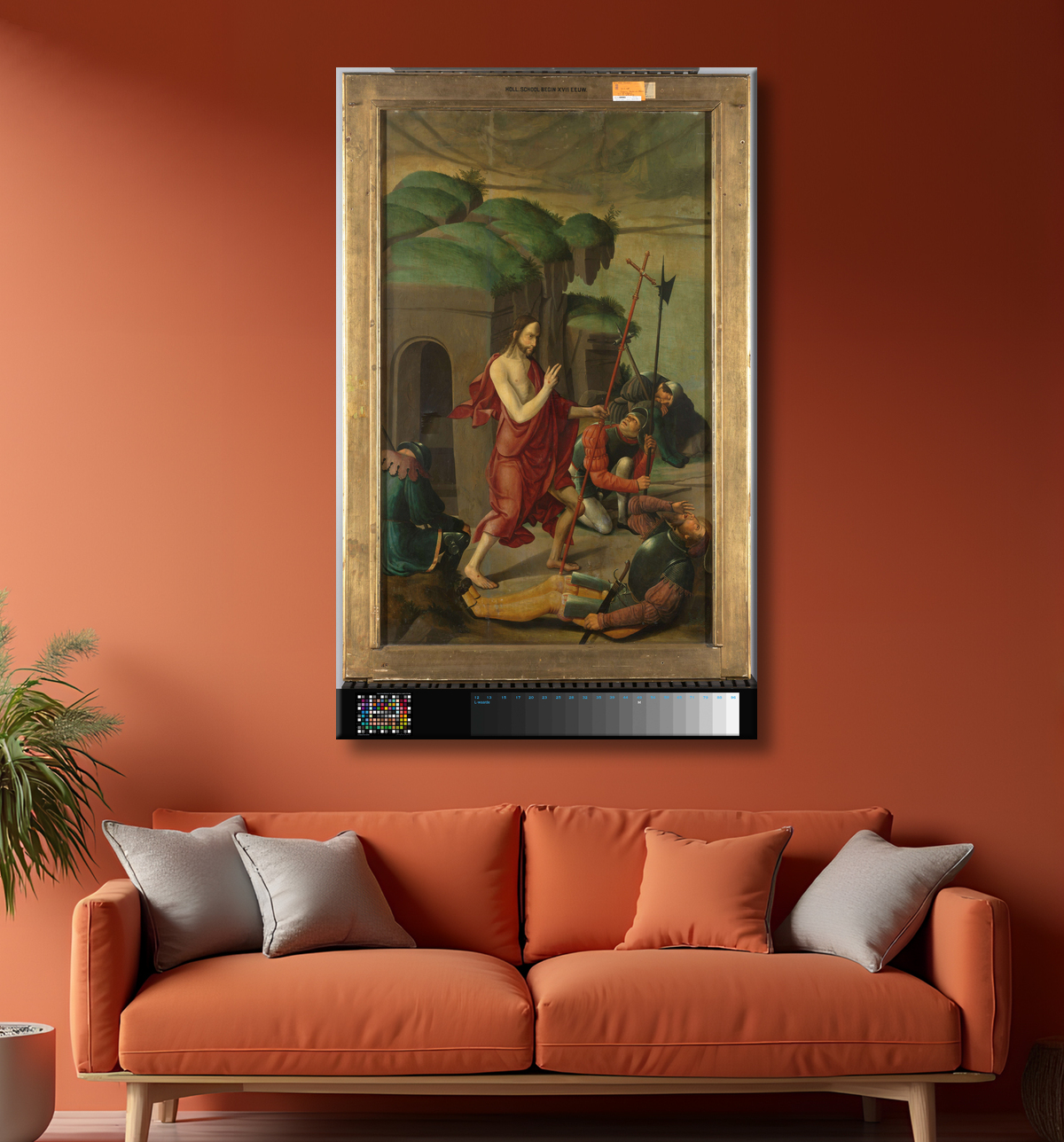 Reproduction Panneau d'un retable avec la circoncision du Christ, au verso est la résurrection du Christ de Master of Alkmaar avec decor