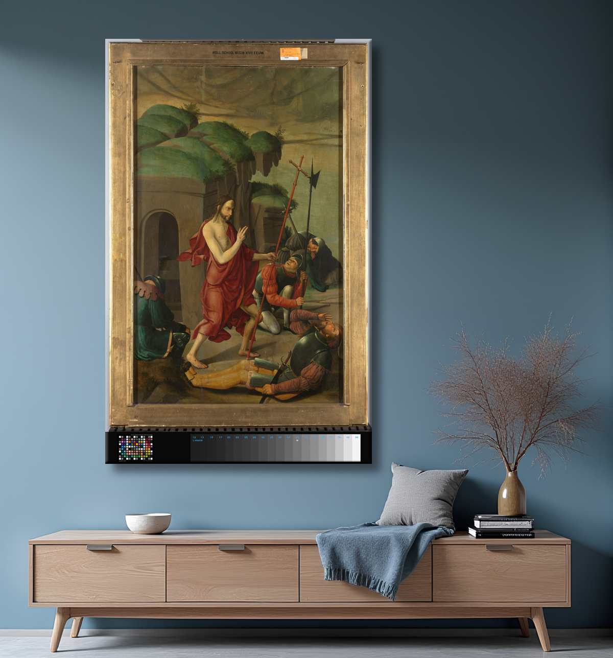 Reproduction Panneau d'un retable avec la circoncision du Christ, au verso est la résurrection du Christ de Master of Alkmaar avec decor