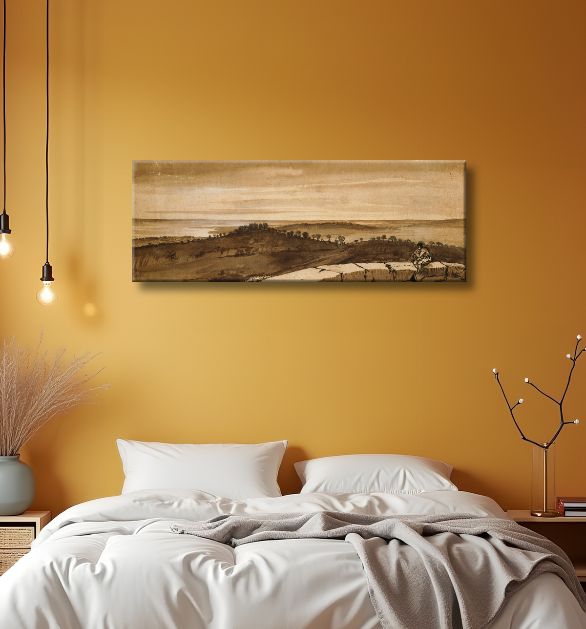 Reproduction Panorama depuis le Sasso de Claude Lorrain avec decor